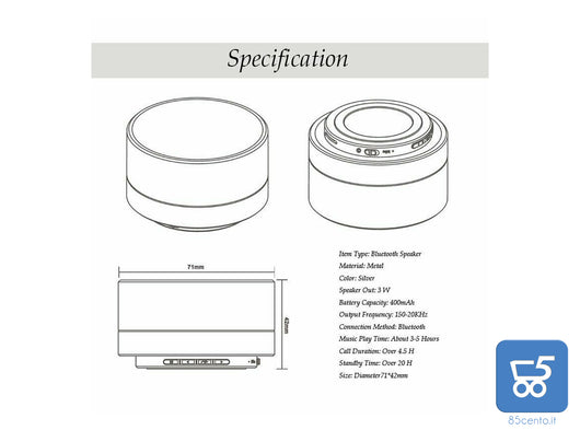 Mini Altoparlante per PC Smartphone Bluetooth Portatile LED Wireless Color ORO - EX DEMO