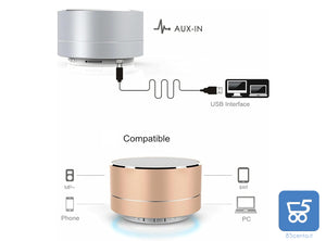 Mini Altoparlante per PC Smartphone Bluetooth Portatile LED Wireless Color ORO - EX DEMO