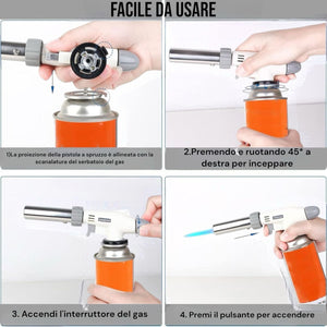 Mini Cannello Bruciatore Torcia A Gas Fiamma Ossidrica Caramellatore 1300°C VTH