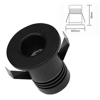 Mini Faretto Led Da Incasso Rotondo 3W 220V 3000K Φ35*H38mm Foro 30mm Carcassa Nera Sostituibile Angolo 15° CRI≥80 UGR≤10 IP20