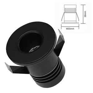 Mini Faretto Led Da Incasso Rotondo 3W 220V 3000K Φ35*H38mm Foro 30mm Carcassa Nera Sostituibile Angolo 15° CRI≥80 UGR≤10 IP20