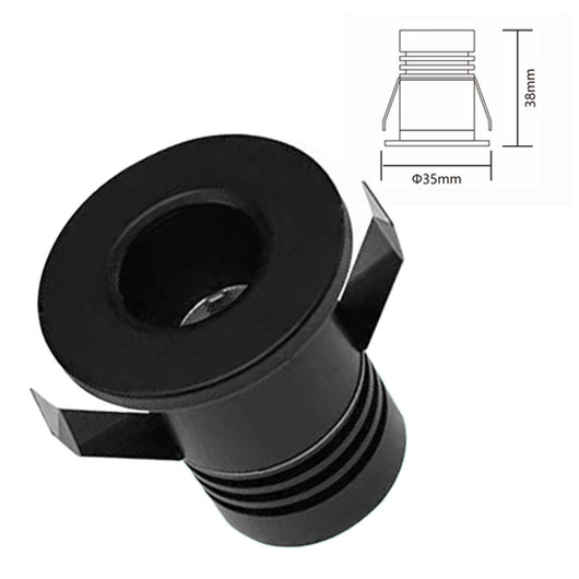 Mini Faretto Led Da Incasso Rotondo 3W 220V 3000K Φ35*H38mm Foro 30mm Carcassa Nera Sostituibile Angolo 15° CRI≥80 UGR≤10 IP20