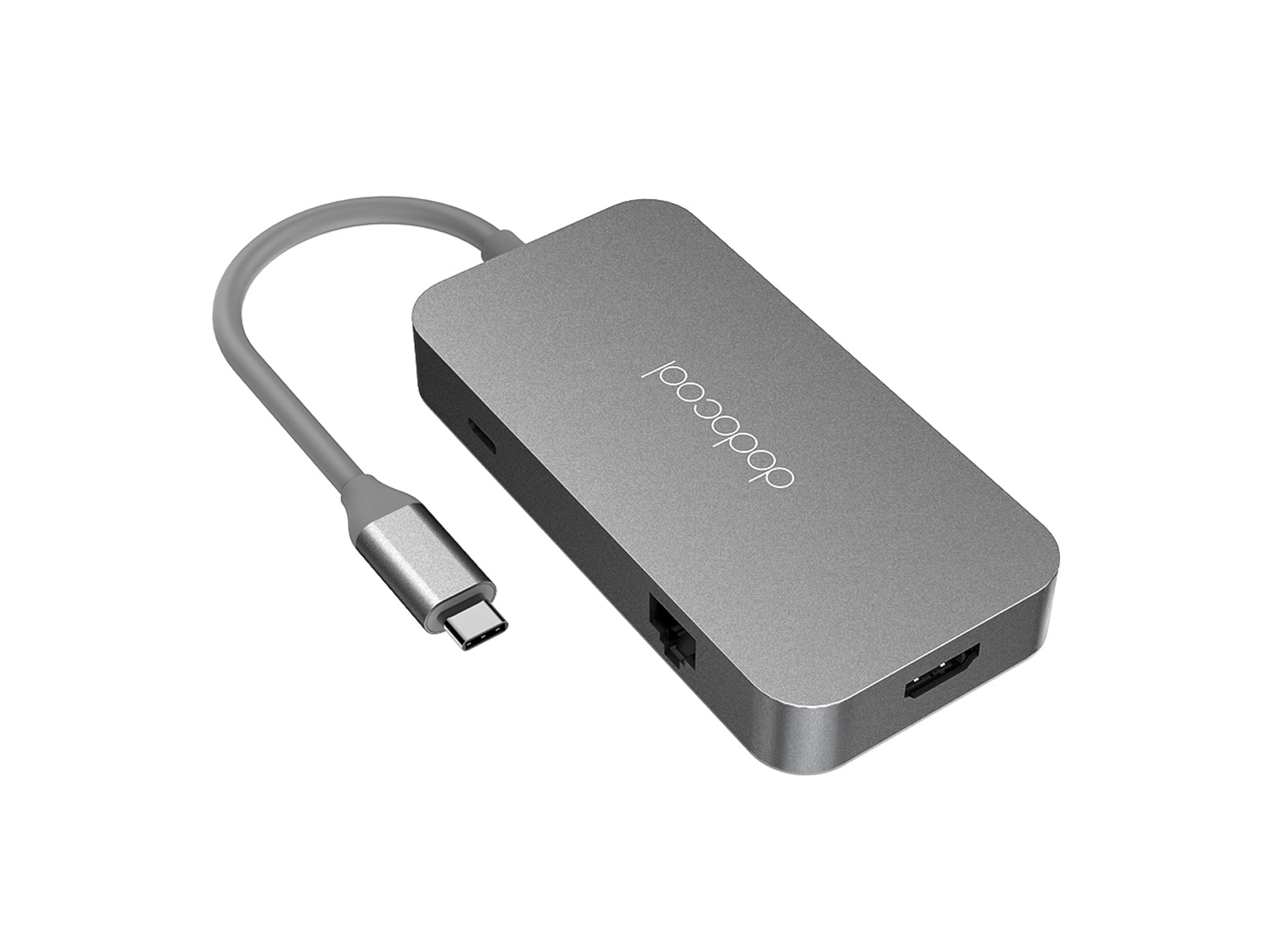 Mini Hub USB-C Multifunzione 6 in 1 con 3 USB 3.0 Ethernet RJ-45 in Lega di Alluminio con Trasmissione HDMI 4K DC50