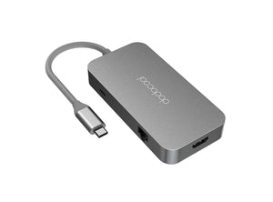 Mini Hub USB-C Multifunzione 6 in 1 con 3 USB 3.0 Ethernet RJ-45 in Lega di Alluminio con Trasmissione HDMI 4K DC50