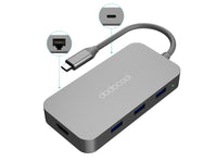 Mini Hub USB-C Multifunzione 6 in 1 con 3 USB 3.0 Ethernet RJ-45 in Lega di Alluminio con Trasmissione HDMI 4K DC50