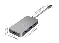Mini Hub USB-C Multifunzione 6 in 1 con 3 USB 3.0 Ethernet RJ-45 in Lega di Alluminio con Trasmissione HDMI 4K DC50