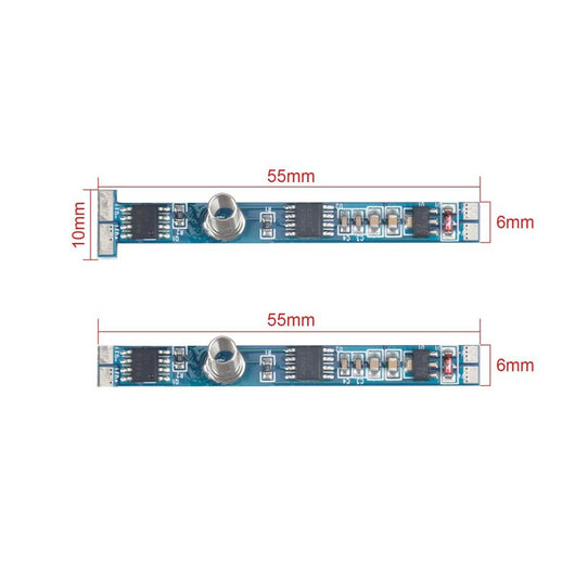 Mini Interruttore Led Dimmer Touch Slim Tagliabile Per Profilo Alluminio da 6mm fino 12mm Con Led Blu 12V 24V 4A
