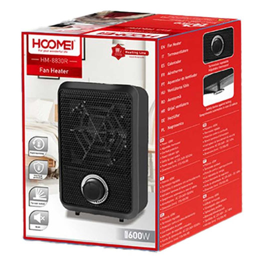 Mini Termoventilatore Elettrico 600W Termostato Regolabile con Protezione Anti Surriscaldamento Colore Nero