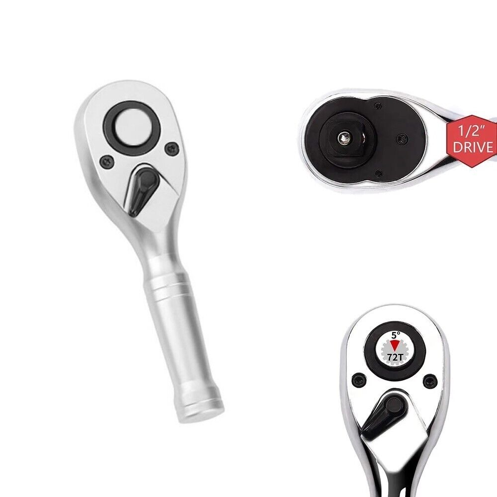 Mini chiave a cricchetto reversibile attacco 1/2" lunga 130mm Cr-V Art.07370