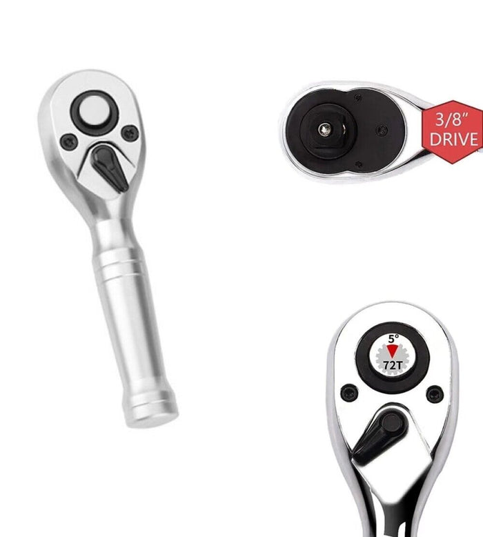 Mini chiave a cricchetto reversibile attacco 3/8" lunga 115mm Cr-V Art.07371