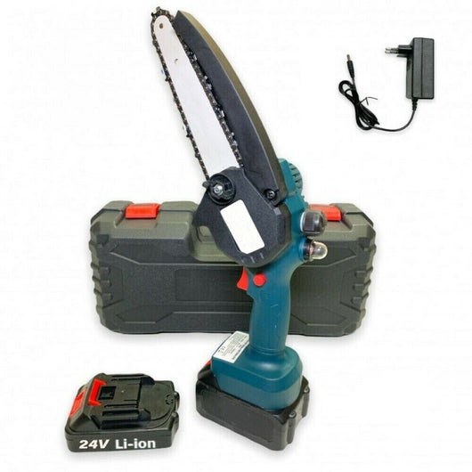 Mini elettrosega doppia batteria 24V 2Ah motosega elettrica 6" Art. 7321