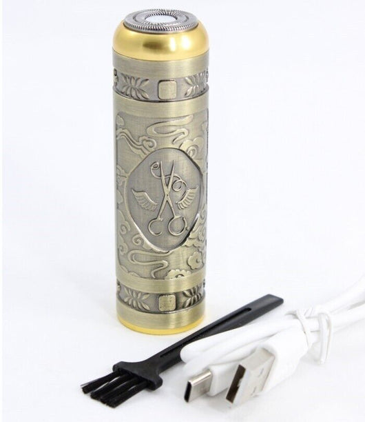 Mini rasoio ricaricabile a testina rotante da viaggio barba uomo