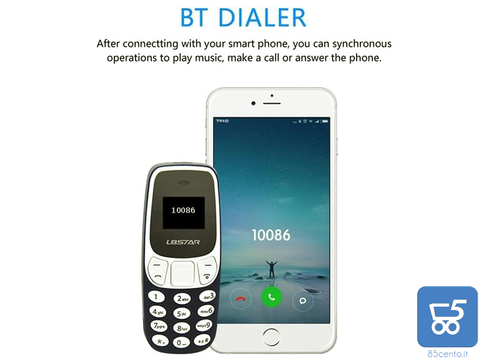 Mini telefono 2 in 1 GSM con Vivavoce Bluetooth Dialer Doppia Scheda SIM L8STAR BM10 NERO