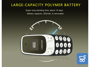 Mini telefono 2 in 1 GSM con Vivavoce Bluetooth Dialer Doppia Scheda SIM L8STAR BM10 NERO