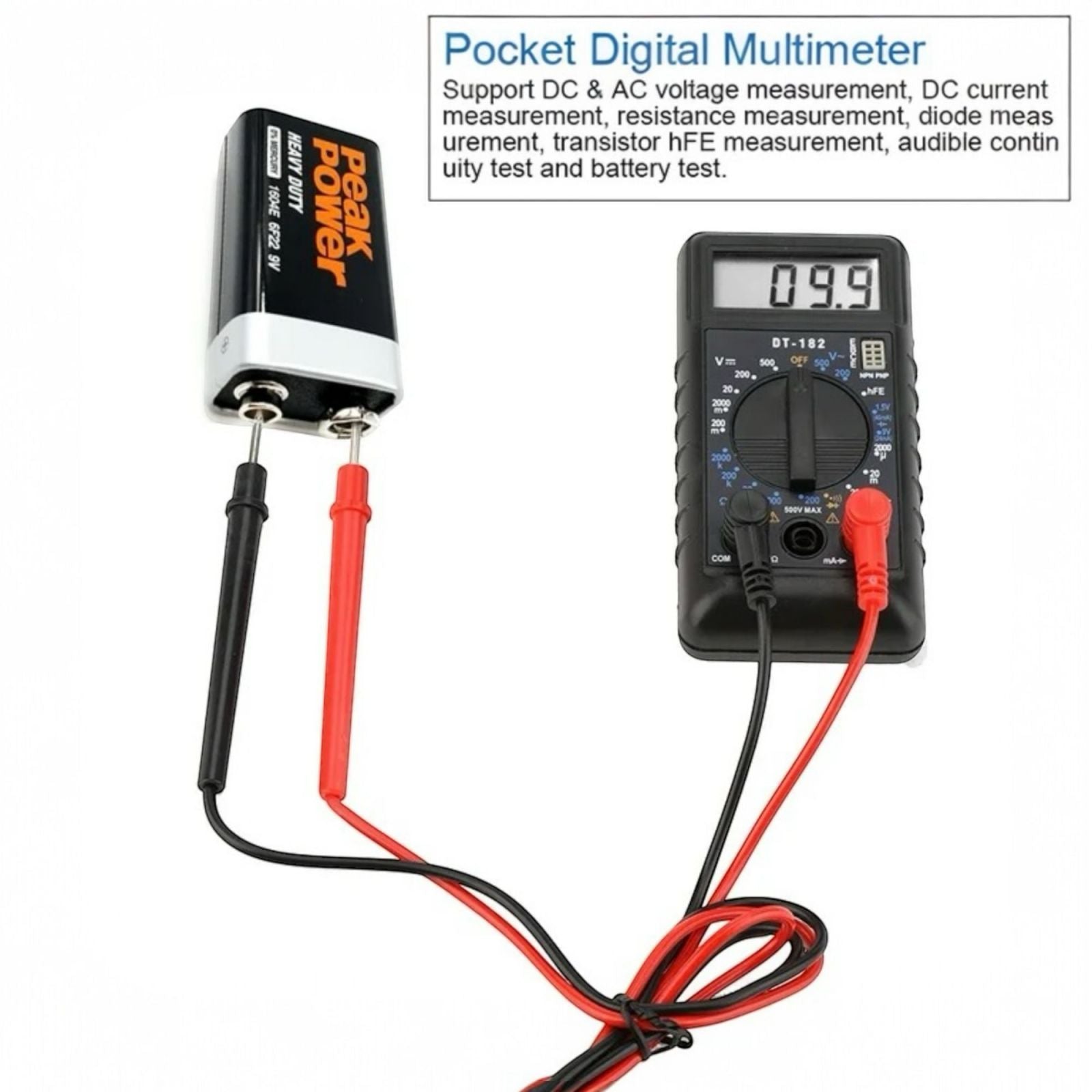 Mini tester digitale multimetro Tascabile + puntali  AC/dc LCD 750 / 1000v Ohm