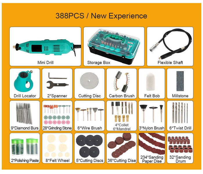 Mini trapano smerigliatrice 130w 388 accessori lucida leviga tipo Dremel Drimmel