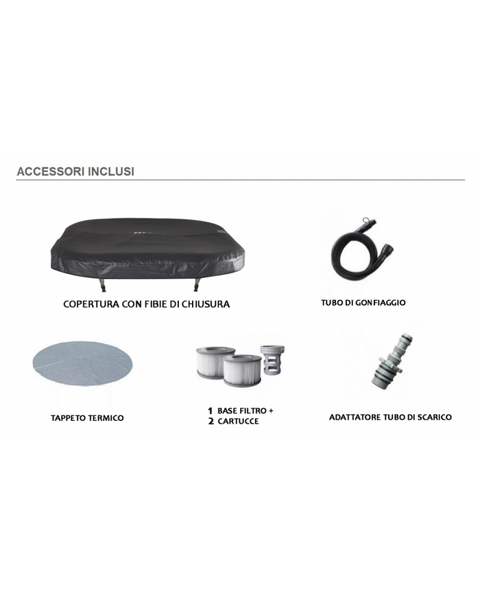 Minipiscina SPA idromassaggio gonfiabile da esterno o interno 158cm accessoriata Sicorage Paketo