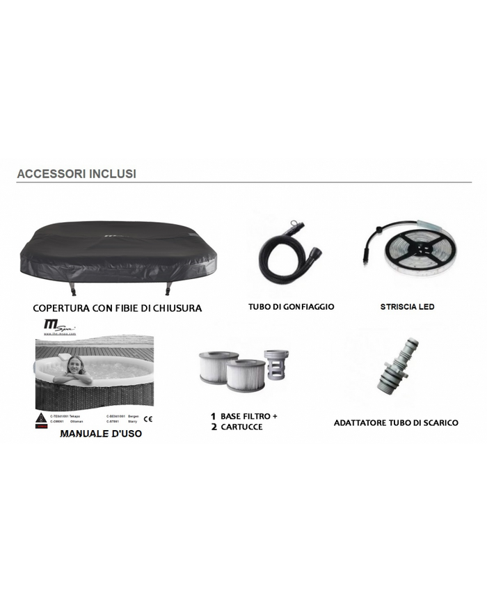 Minipiscina SPA idromassaggio gonfiabile da esterno o interno 204cm accessoriata Sicorage Ryast