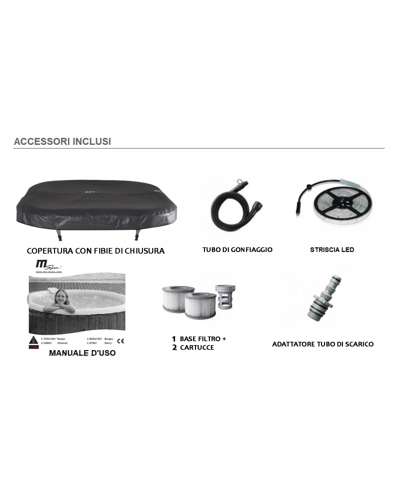 Minipiscina SPA idromassaggio gonfiabile da esterno o interno 204cm accessoriata Sicorage Ryast