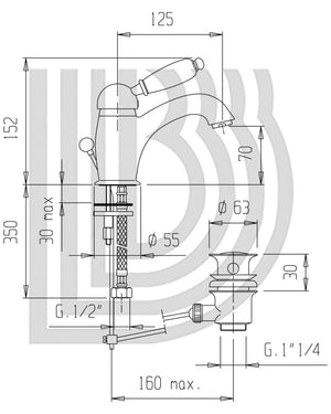 Miscelatore bagno monocomando lavabo, cromo Bianchi Retrò