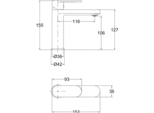 Miscelatore lavabo bagno monocomando, cromo, moderno Sicena Quarik