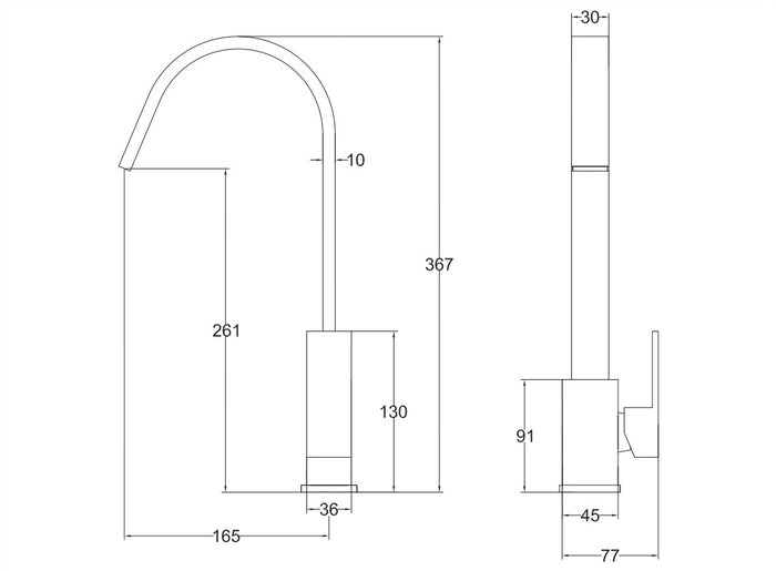 Miscelatore lavello cucina monocomando, cromo, moderno Sicena Quarik
