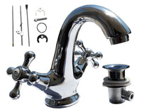 Miscelatore rubinetto cromato lavello cucina bagno lavabo con piletta 52344A