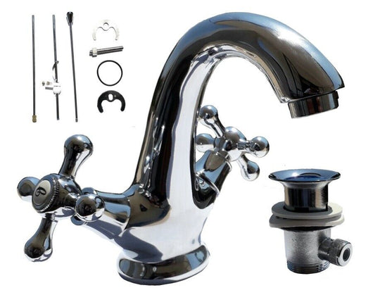 Miscelatore rubinetto cromato lavello cucina bagno lavabo con piletta 52344A