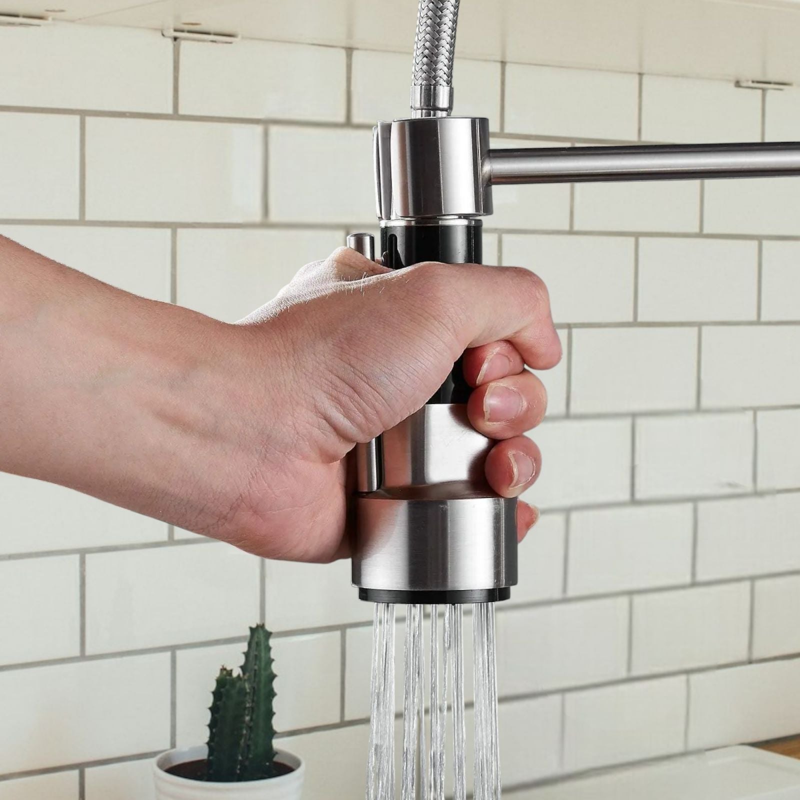 Miscelatore rubinetto cucina acciaio inox monocomando con doccetta lavello 59286