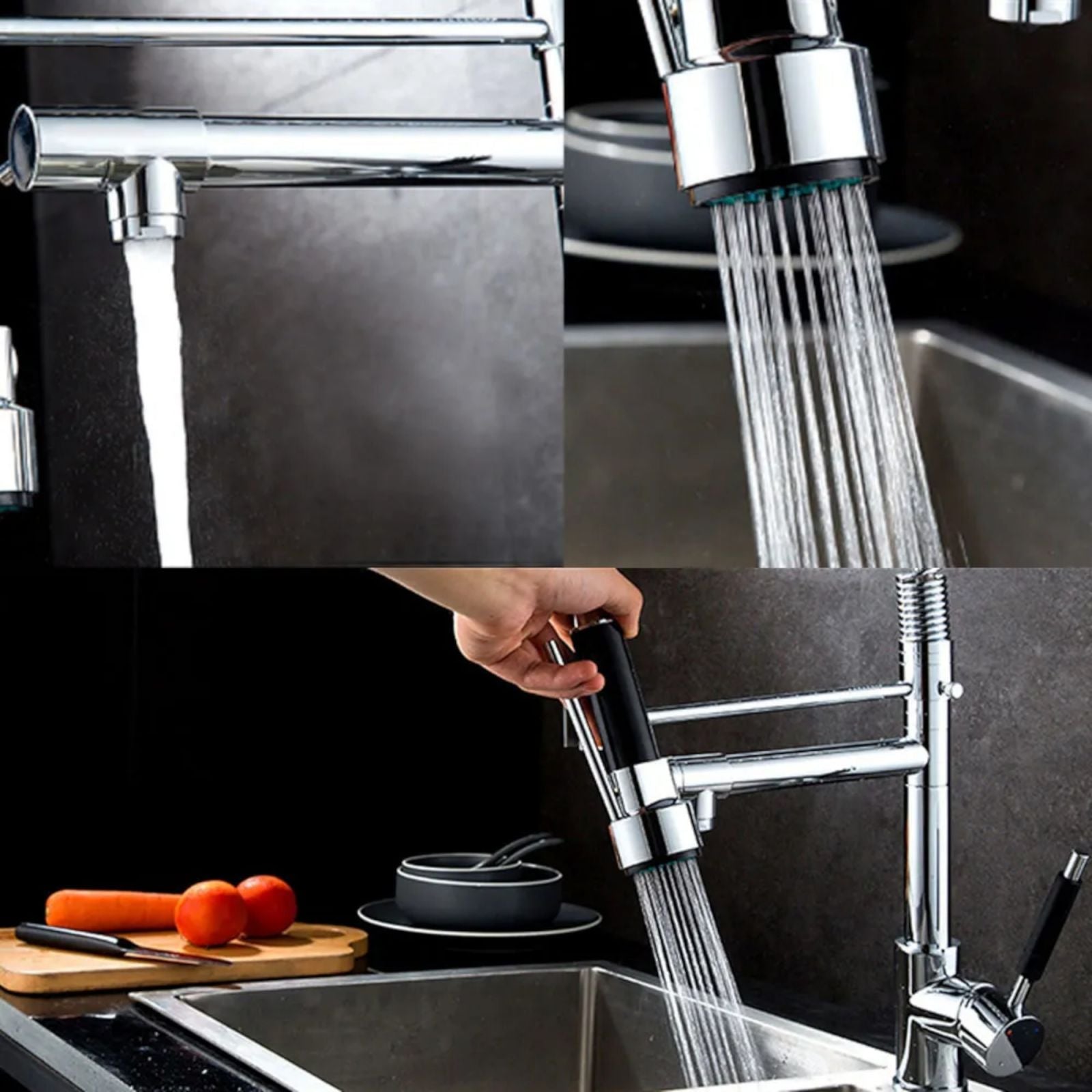 Miscelatore rubinetto cucina acciaio inox monocomando con doccetta lavello 59286