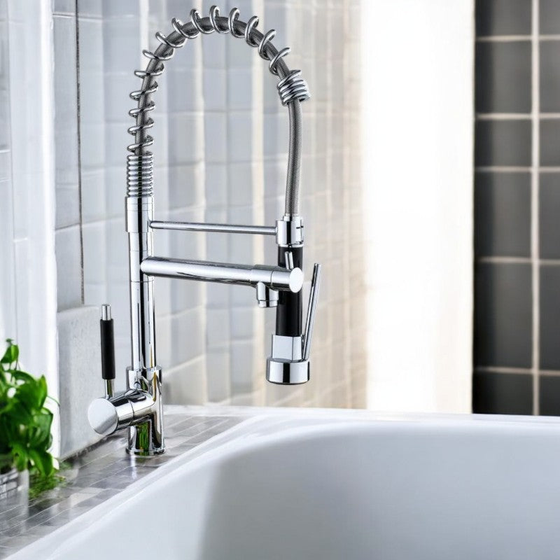 Miscelatore rubinetto cucina acciaio inox monocomando con doccetta lavello 59286