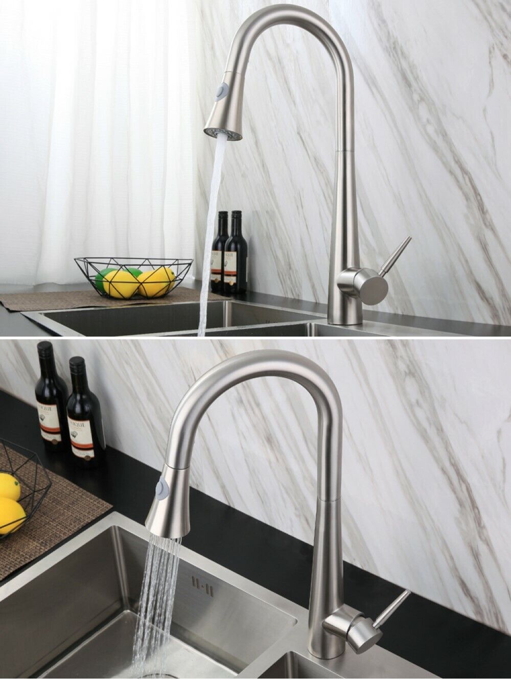 Miscelatore rubinetto da cucina con doccetta monocomando canna alta  52692