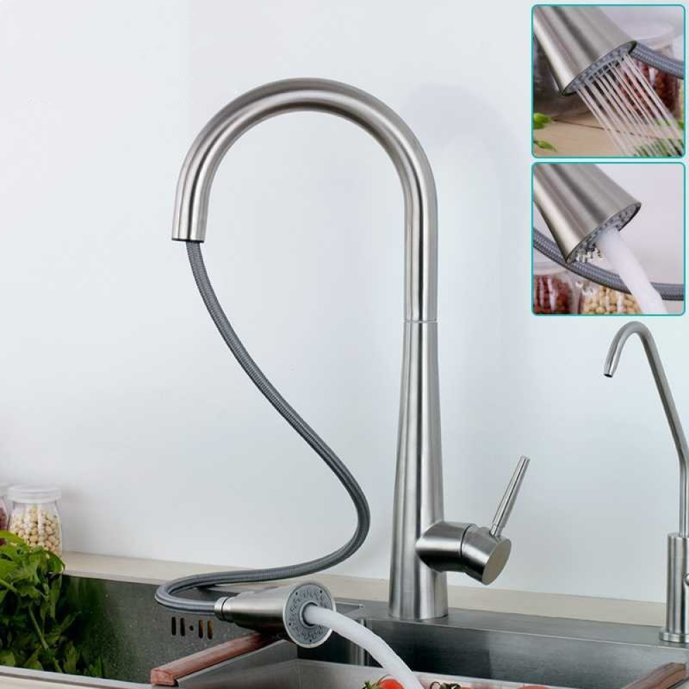 Miscelatore rubinetto da cucina con doccetta monocomando canna alta  52692