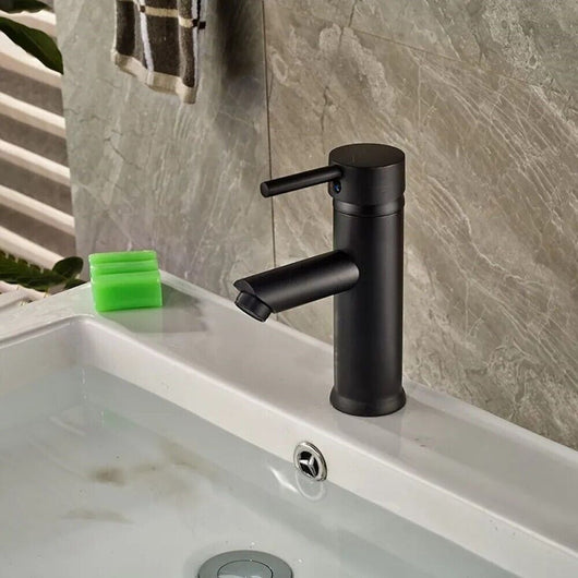 Miscelatore rubinetto lavabo bagno nero + piletta click clack RAY 87391