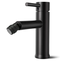 Miscelatore rubinetto lavabo bidet bagno acciaio inox nero + piletta RAY 87392