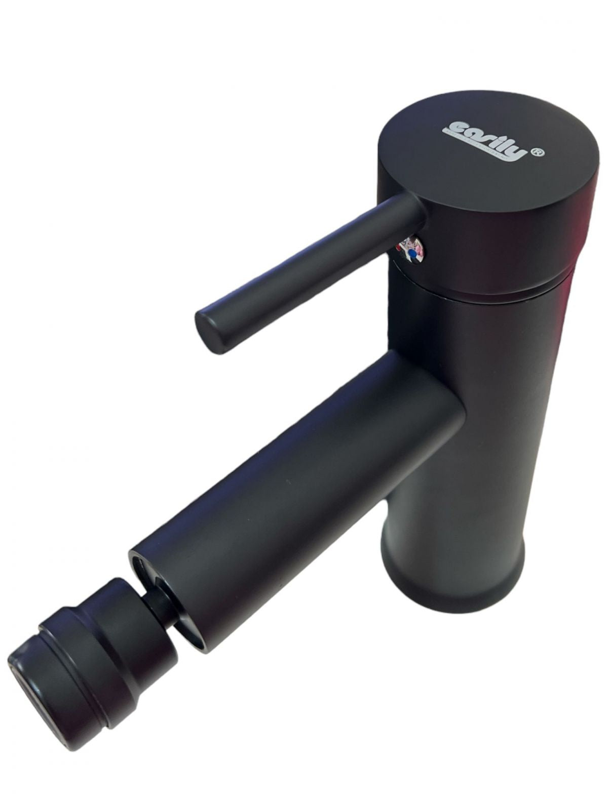 Miscelatore rubinetto lavabo bidet bagno acciaio inox nero + piletta RAY 87392