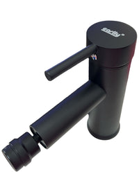 Miscelatore rubinetto lavabo bidet bagno acciaio inox nero + piletta RAY 87392