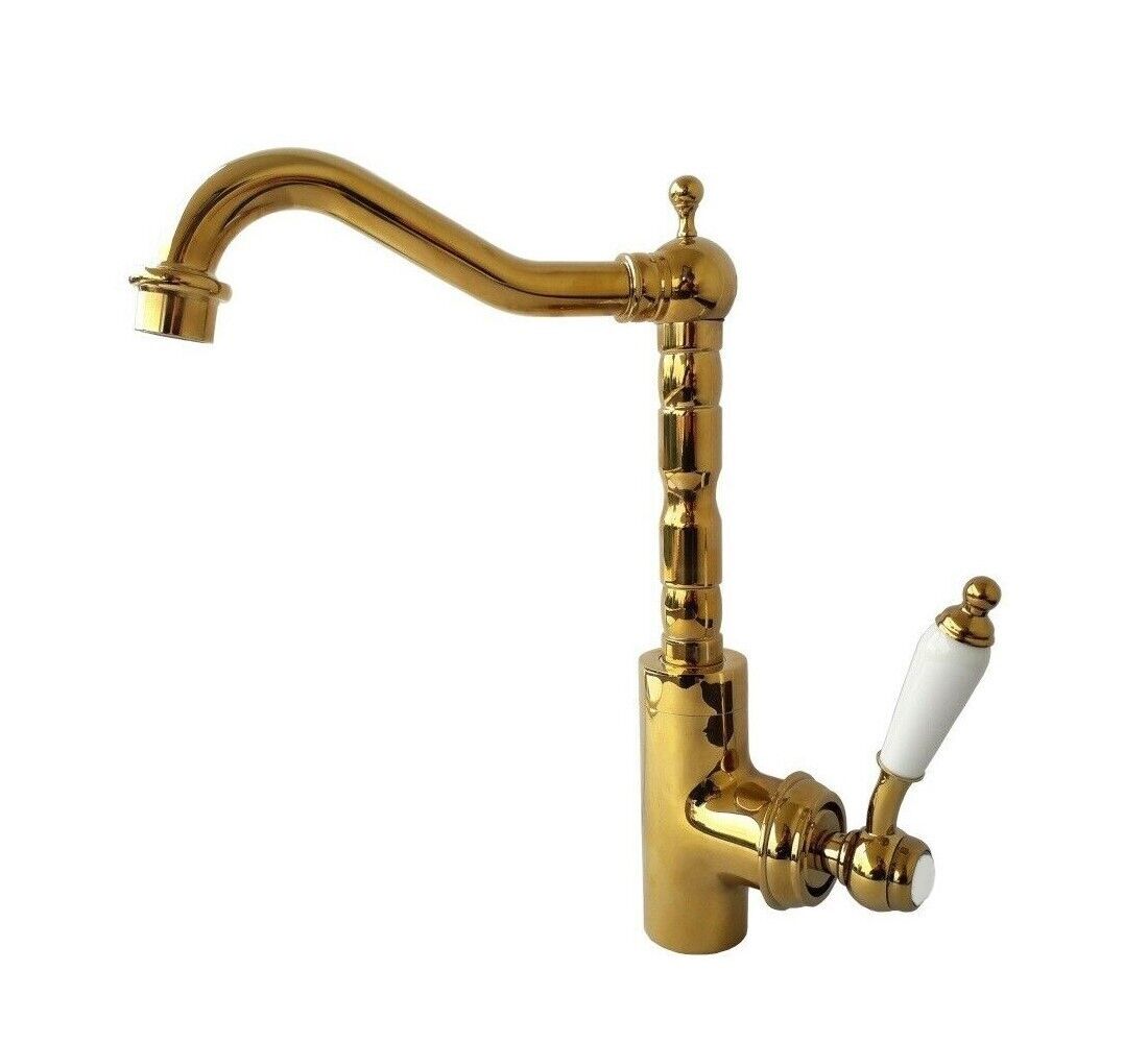 Miscelatore rubinetto lavabo cucina ottone effetto oro antico vintage 59463