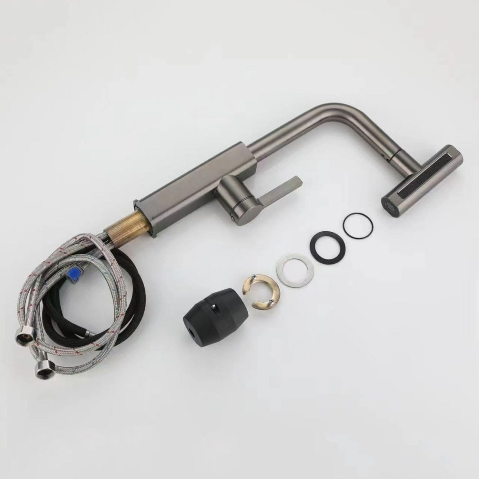 Miscelatore rubinetto monocomando per lavabo cucina canna alta grigio opaco87257