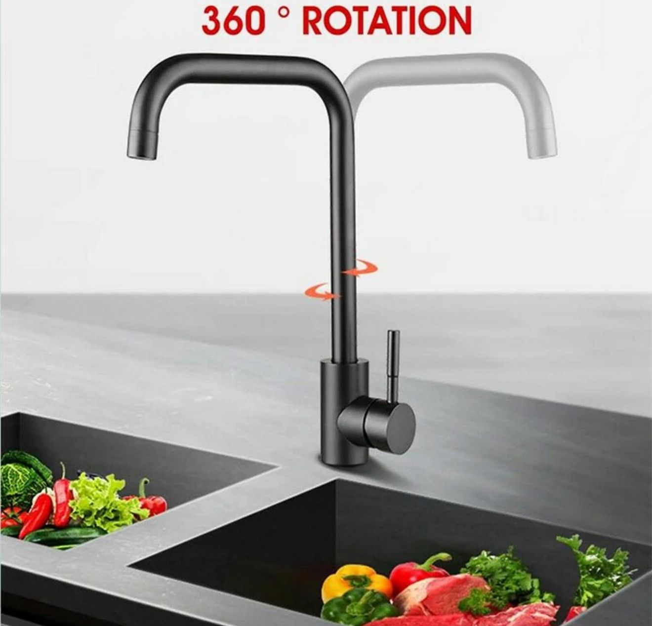 Miscelatore rubinetto monocomando per lavabo cucina canna alta nero opaco 79828