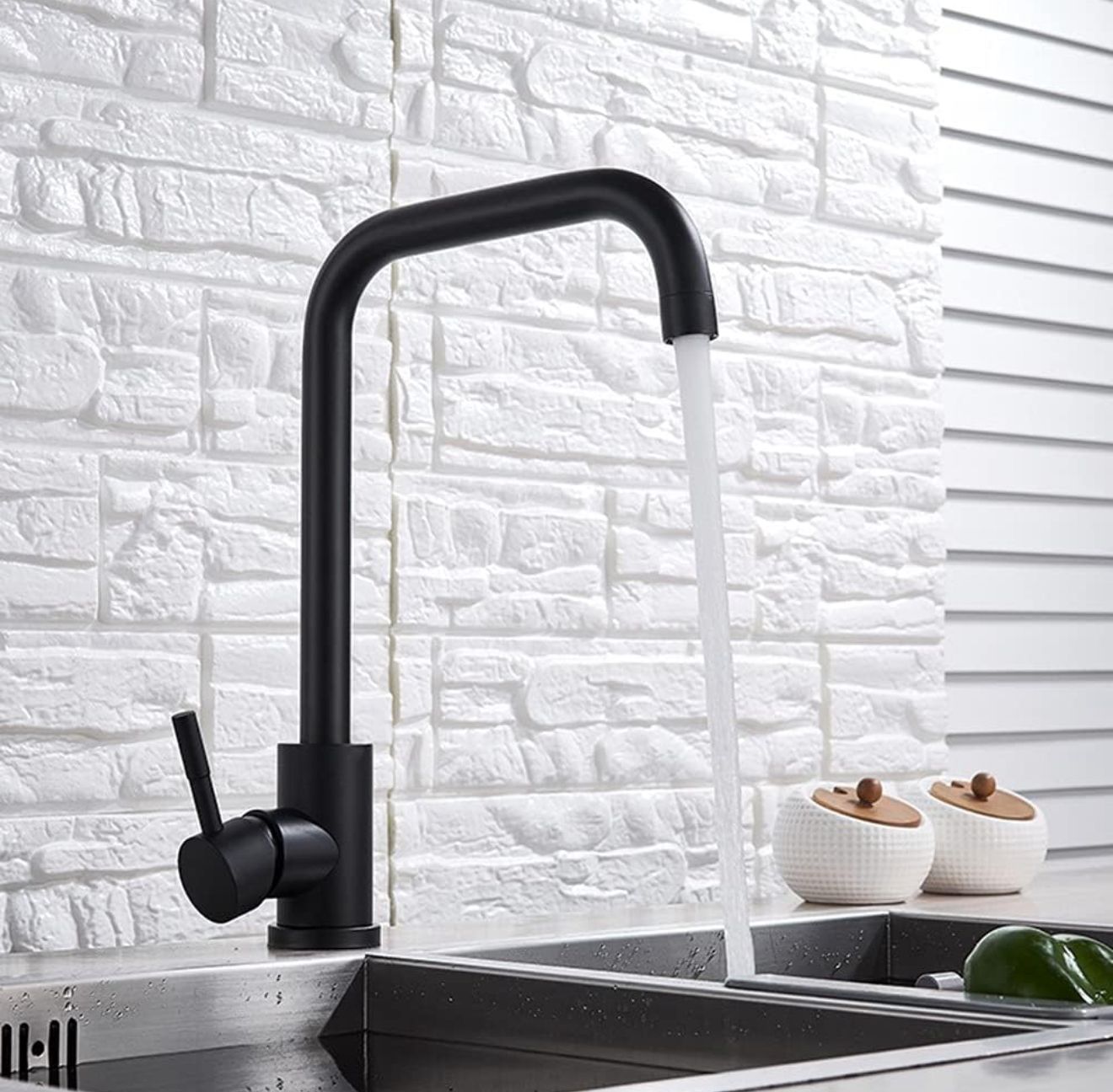 Miscelatore rubinetto monocomando per lavabo cucina canna alta nero opaco 79828