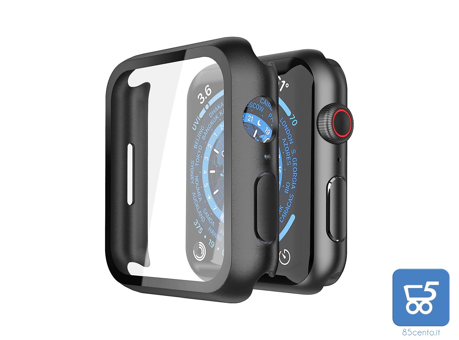 Misxi Custodia rigida 2 pezzi nero con pellicola protettiva in vetro, compatibile con Apple Watch Series 6 / SE/Serie 5 / Series 4 40 mm