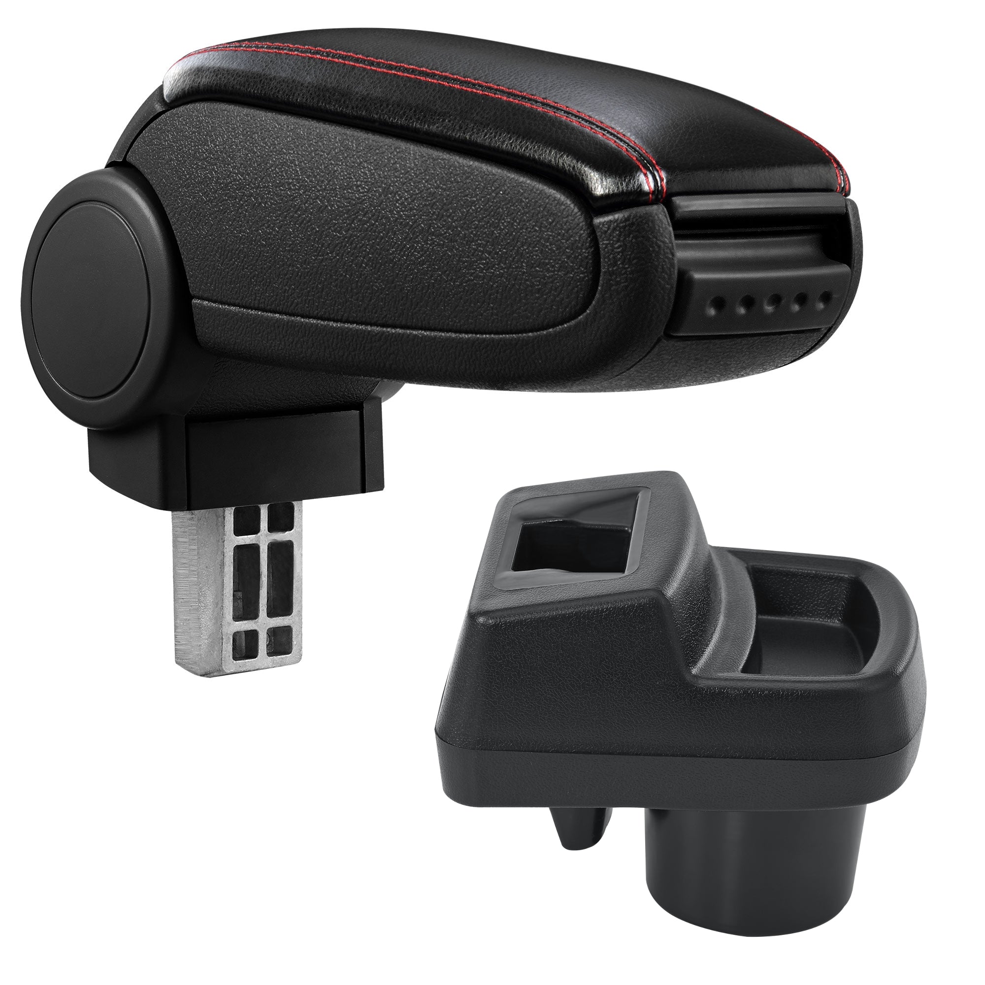 Bracciolo Centrale per Opel Corsa F - Similpelle Nero con Cucitura Rossa pro.tec