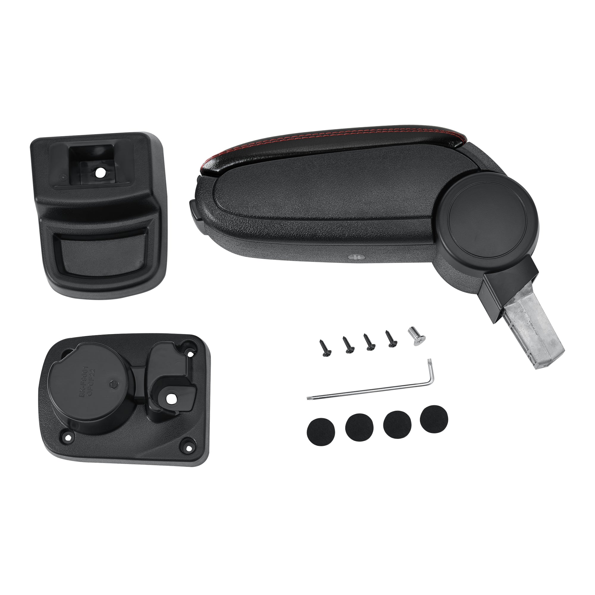 Bracciolo Centrale per Opel Corsa F - Similpelle Nero con Cucitura Rossa pro.tec