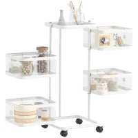 Carrello da cucina con 4 ripiani rotanti 33x33x77 cm, Bianco