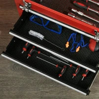 DURHAND Carrello Porta Attrezzi 2 in 1 con Cassetta Rimovibile e Armadietto con Chiave in Acciaio, Rosso