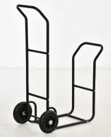 Carrello Portalegna in Acciaio con 2 Ruote per Interno ed Esterno, 77x42x105 cm, Nero