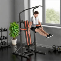 Power Tower Pieghevole, Stazione Fitness Multifunzione Regolabile in 7 Posizioni con Sbarra Trazioni, Dip Station, Pull UP Station e Panca Piana in Acciaio, per Home Gym Casa, Portata 150kg