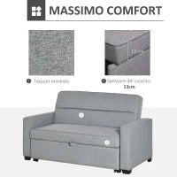 Divano Letto a 1 Piazza in Tessuto, Seduta 2 Posti e Schienale a 3 Reclinazioni, 154x87x89cm