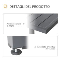 Tavolo da Giardino Allungabile per 8-10 Persone, in Alluminio, 135-270x90x75cm, Grigio